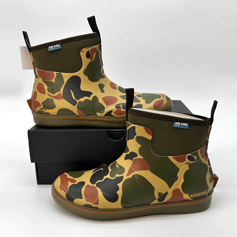 LaCrosse Alpha Deck 6" Mens Boots Size 9.5 M Waterproof Hardwoods Duck Camo NEW